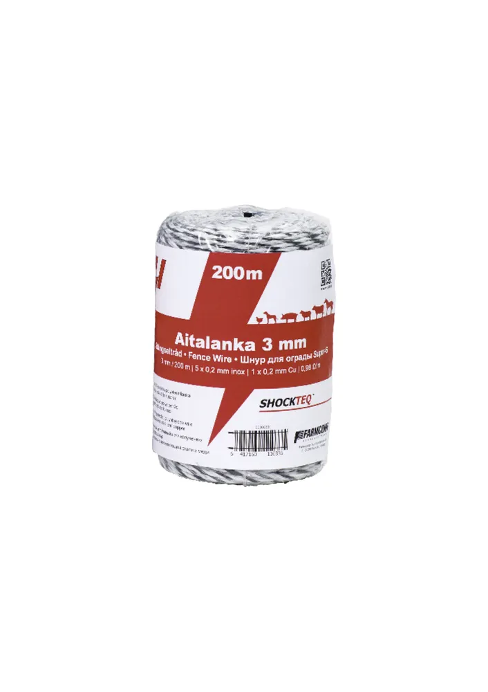 Aitalanka Olli Shockteq 200m 3mm Valkoinen/Musta 6030033